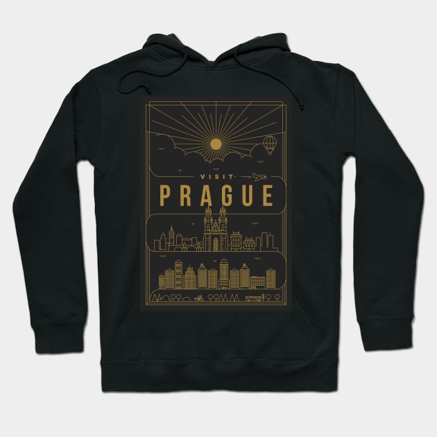 Prague Minimal Lineal Poster Hoodie by kursatunsal